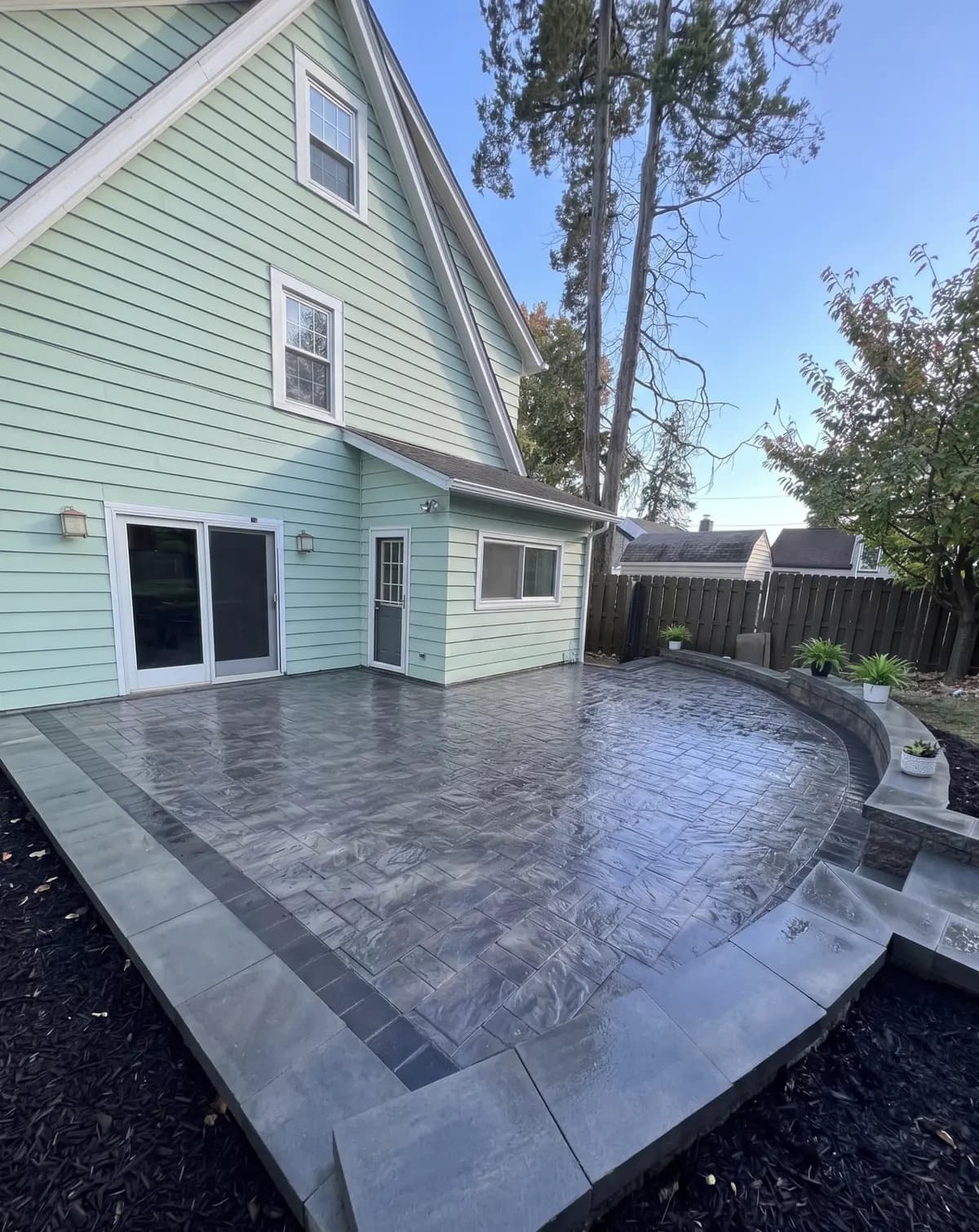 Custom composite deck with built-in seating — Bergen County, NJ